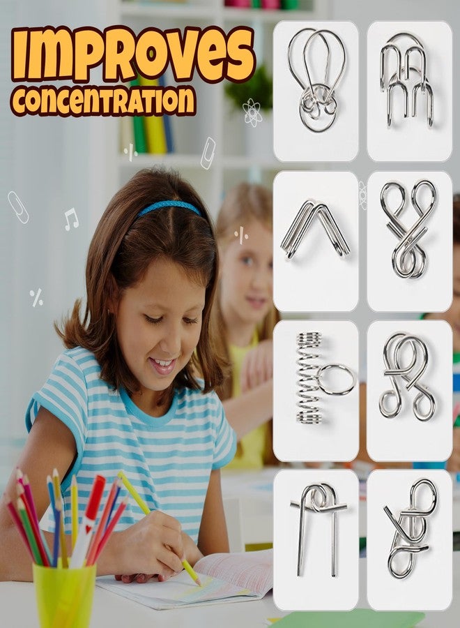 HomeAura 16 Piece Metal Puzzle Games Set for Adults & Kids Brain Teaser Puzzles for IQ Testing | Boredom Buster Metal Puzzles for Adults Disentanglement Puzzle Game | Unlock Interlock Toys Kids Adults - Image 3